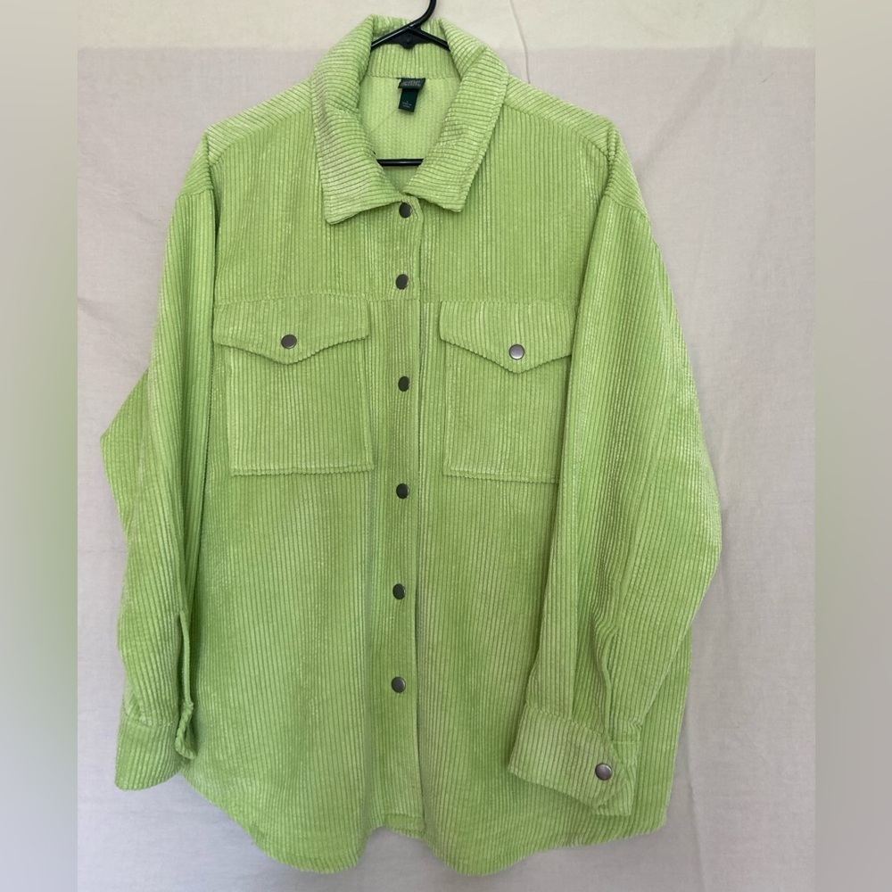 Wild fable corduroy lime green shacket size large